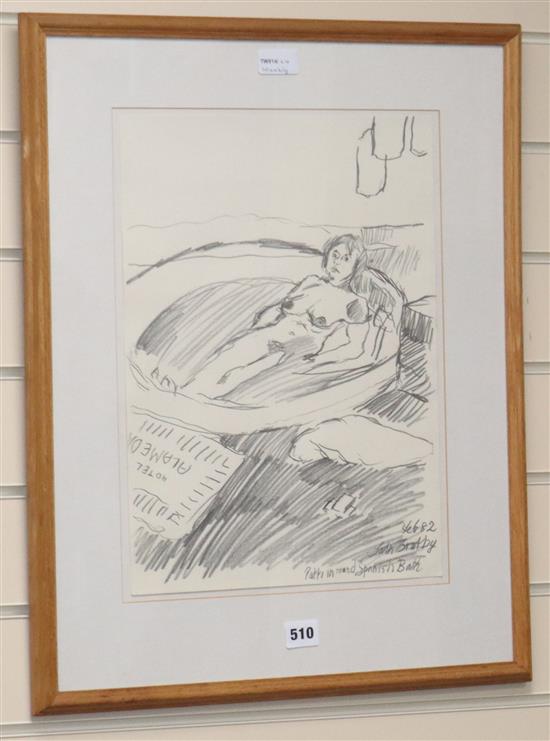 John Bratby RA (1928-1992), Patti in round Spanish Bath, signed, dated Feb 82 and titled lower right, pencil